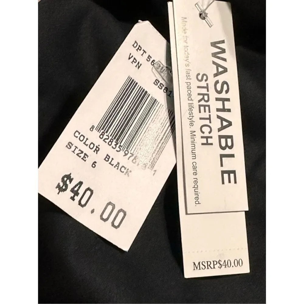 NEW WITH TAGS VINTAGE Larry Levine Stretch KNEE length Skirt Size 6 black with s